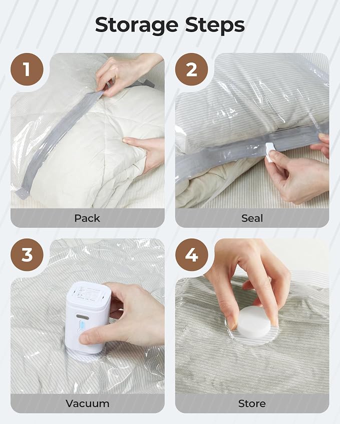 BAGSMART Vacuum Bags for Clothing with Rechargeable Air Pump, 24 Pack-Gray | Heavy-duty PA+PE material, Bonus Shoe, Laundry & Toiletry Bags, Save 80% Space Ideal for suitcase packing, travel & home. - Image 7