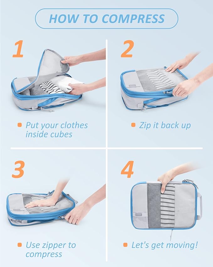 BAGSMART Compression Packing Cubes for Travel Essentials | 14 Set /6 Set /4 Set/2 Set, Lightweight, Durable - Image 6