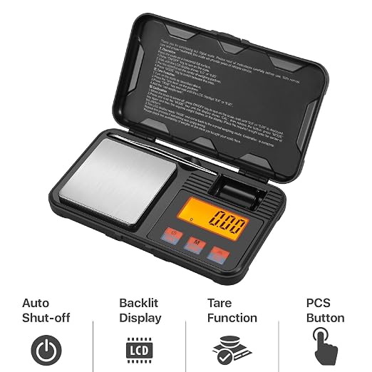 Flexzion Digital Gram Scale, 200g x 0.01g Pocket Scale for Coins, Jewelry | Compact Food Scale with 6 Weighing Units, Stainless Steel Platform, Tare, Counting Mode, Tweezers and 50G Calibration Weight - Image 2