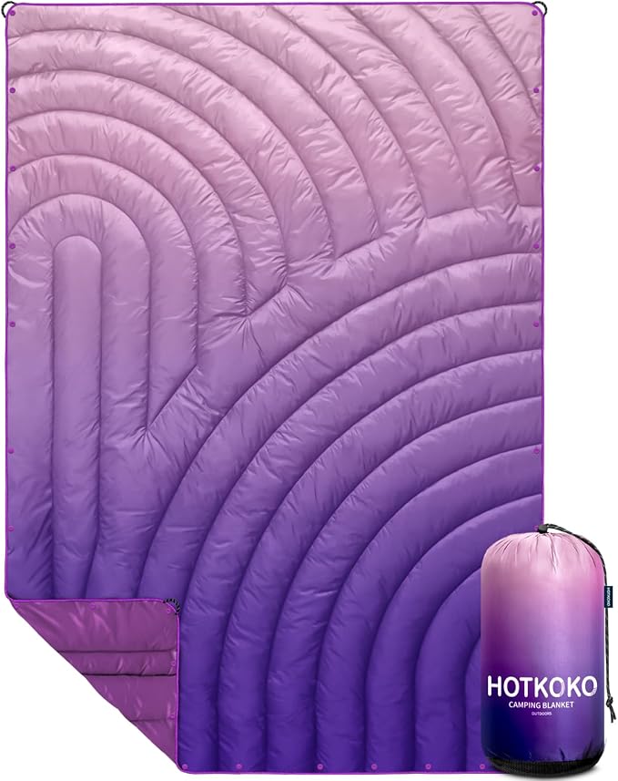 Camping Blanket - Puffy, Lightweight, Packable Outdoor Blanket for Traveling, Stadium, Hiking, Picnics by hotkoko