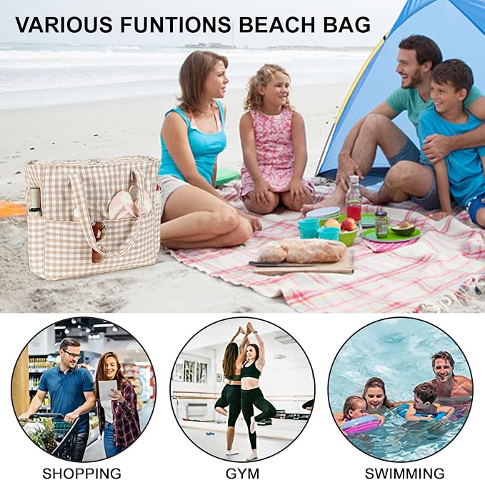 Bluboon Beach Bags for Women, Large Waterproof Tote Bag With Wet Compartment for Pool Weekender Travel Gym - Image 6