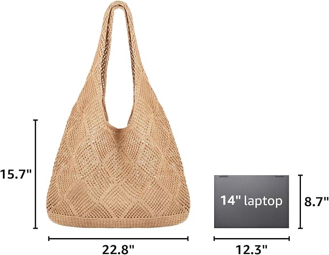 COOKOOKY Crochet Beach Tote bag Summer Beach Bag for Women Aesthetic Mesh Tote Bag Hippie Bag Knit Bag - Image 3