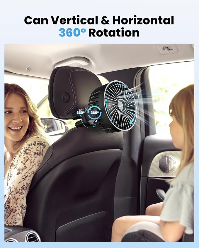 Portable Stroller Fan, 5200 mAh Rechargeable Personal Fan, with 360° Rotate Flexible Tripod and TYPE-C Port 3 Speed Small Mini USB Clip-on Fans Can Handheld and Desk for Stroller Car Seat Crib Outdoor - Image 3