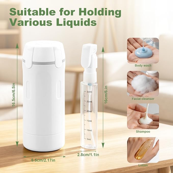 4-in-1 Travel Dispenser, 4 Pack 30ML Travel Bottles with Stickers for Toiletries – TSA Approved Leak Proof Refillable Containers for Shampoo, Conditioner, Creams, Lotions (White) - Image 6