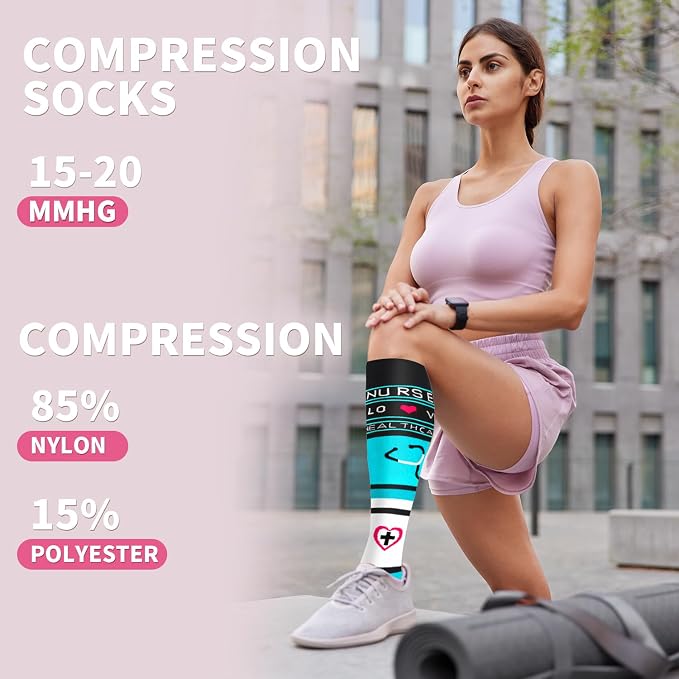 Sooverki Compression Socks for Women & Men 6 Pairs is Best Supportive Knee High Stockings for Circulation, Travel, Nurses - Image 2