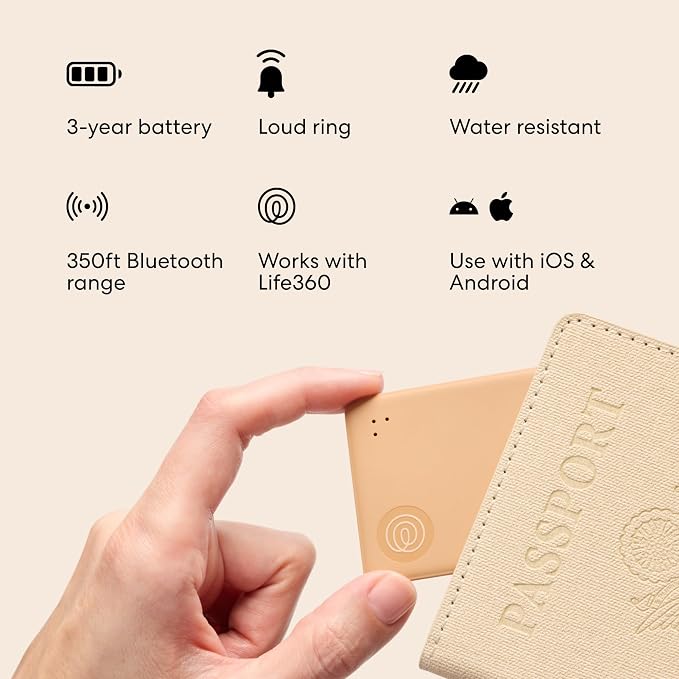 Life360 Tile Slim - Wallet Finder, Bluetooth Tracker and Item Locator for Luggage Tags, Passports and More. Both iOS and Android Compatible. Phone Finder. 1-Pack (Dune) - Image 5