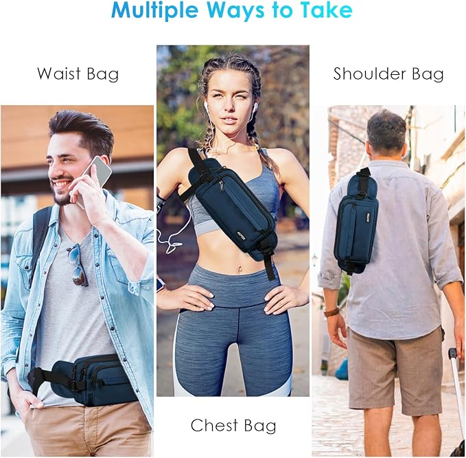 AGPTEK Fanny Pack for Women Men, RFID Large Capacity Waist Wallet Bag, Adjustable & Waterproof Bum Belt Pouch for Travel, Running, Shopping, Hiking, Dog Walking, Cycling, Climbing - Image 6