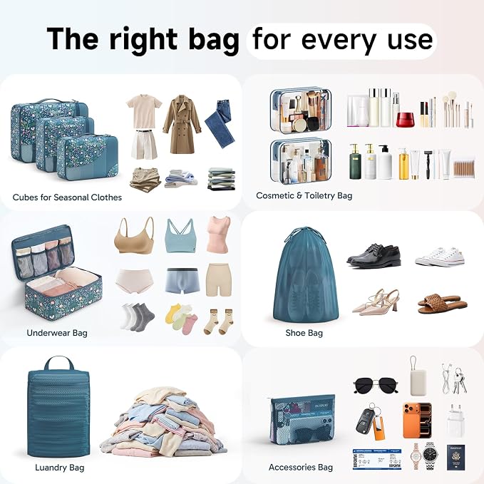 9 Set Packing Cubes for Travel, Gifts for Women Mom,Anti-Tearing Suitcase Organizer,OlarHike Vacation Essentials & Accessories for Cruise Ship - Image 8