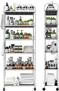 10in 6 Tier Slim Storage Cart with Wheels,White Narrow Space Rolling Shelving Unit, Metal Wire Mobile Organizer Rack for Kitchen Bathroom Office Laundry by Seadasyoon