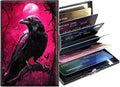 Metal Wallet,Credit Card Holder for Women,Slim RFID Blocking Credit Card Holder Thin Aluminum Wallet ID Case,6 Slot Business Mini Hard Metal Case for Women/Men,Cute Crow Pink by Unknown