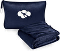 Travel Blanket and Pillow Compact, Premium Soft 2 in 1 Airplane Blanket with Soft Bag Pillowcase，Hand Luggage Sleeve and Backpack Clip (Navy) by JungleStar