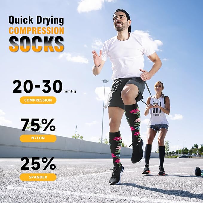 cerpite Compression Socks for Women & Men 6 Pairs Knee High Compression Socks 20-30 mmhg Best for Running,Nurse,Travel - Image 2