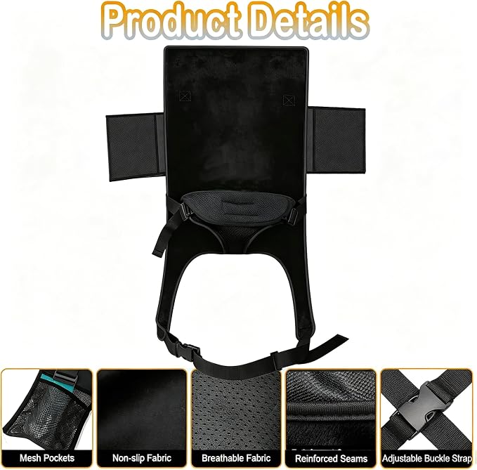 Toddler Airplane Bed, Black, Baby Travel Essentials, 31 * 17Inch | Portable Seat Extender Travel Bed for Kids, Soft Baby Travel Essentials for Flying, Long Flight Must Haves Footrest - Image 7