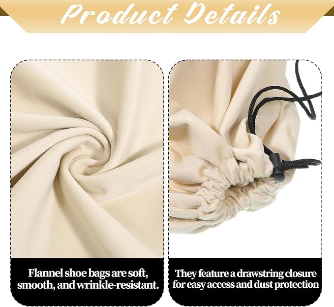 2 Piece 17.7" x 13.8" Travel Shoe Bags for Packing, Breathable Dust-Proof Drawstring Storage Pouch Bag, Flannel Shoe Pouch for Shoes, Toys, Purses, Handbags & Handbags - Image 7