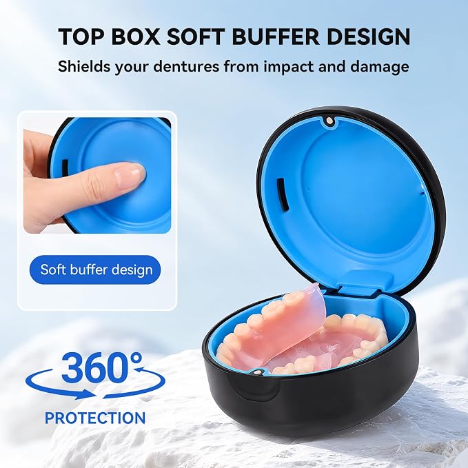 Portable Vent Denture Bath Case, Soft Buffer Holder for Travel False Teeth | Safe material, removable silicone pad for hygienic use, multi-scene use, pocket fit for home, journeys & daily oral storage - Image 3