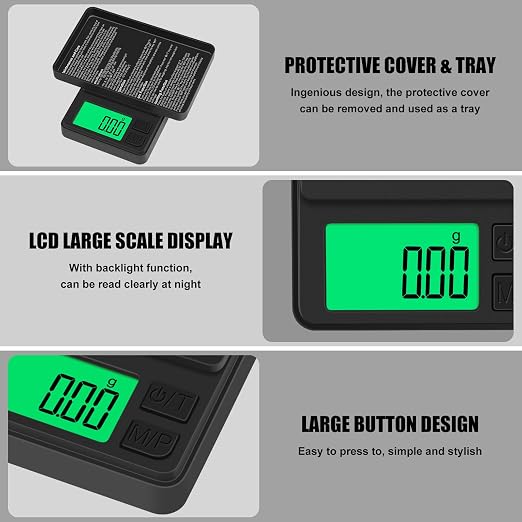 Digital Pocket Scale 1000g x 0.01g, Diyife Portable Precision Gram Scale | Jewelry Scale with Protective Cover, Auto-Off, Backlit LCD, 7 Units Tare, for Food, Kitchen, Coffee, Battery Included - Image 3