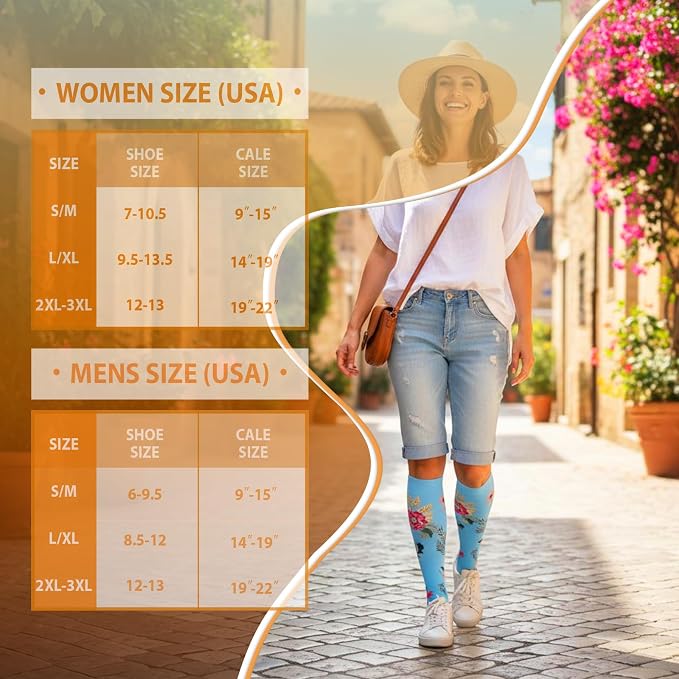 5/6 Pairs Graduated Compression Socks for Women&Men 20-30mmhg Knee High Socks Travel Hiking Running Stocking - Image 6