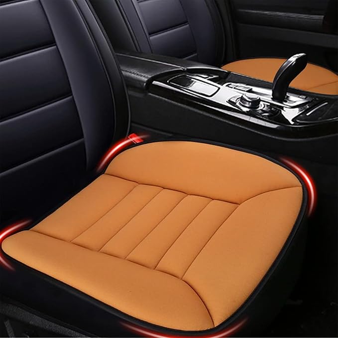 2PCS Car Seat Cushion Pad 1.2" Thick Comfort Seat Protector for Car Driver Seat Office Chair Home Use Memory Foam Seat Cushion with Non Slip Bottom, 20'' x 18.5'', Orange by MYFAMIREA