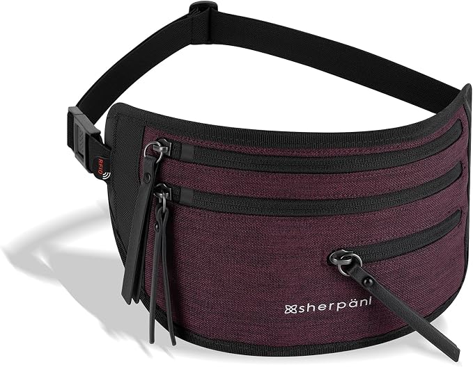 Sherpani Jett, Travel Money Belt, Secure Waist Bag, Slim Passport Holders, Blocking Hidden Wallet Belt Bag, Fanny Pack for Women, Travel Gift, RFID Protection (Merlot Lite) - Image 6