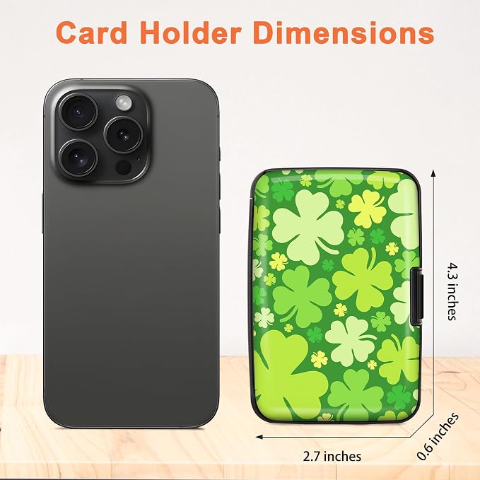 Mayski Credit Card Holder for Women RFID Blocking Wallet, Lucky Clover | Card Wallets for Women Small Mini Business Metal Accordion Aluminum Alloy Hard Case for Men - Image 5