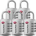 Luggage Locks TSA Approved, 4-Digit Travel Combination Locks | TSA Accepted, Easy to Use, Compact, Lightweight, Durable, Zinc Alloy Body, for Suitcases, Backpacks, Zippers, 5-Pack, Silver by TravelMore