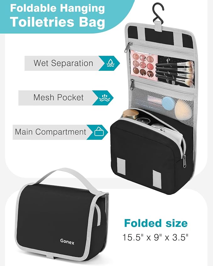 Gonex 10-Piece Compression Packing Cubes with Travel Organizer Set | Expandable Design, Hanging Toiletry Bag, Laundry Bag, Shoe Bag, Accessories Bag, Ripstop Fabric - Image 4