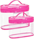 BAGSMART TSA Approved Toiletry Bag, 2 Pack Clear Makeup Cosmetic Bag Organizer, Quart Size Travel Bag for Toiletries, Carry-on Travel Accessories Essentials, Rose Red-2pcs by BAGSMART