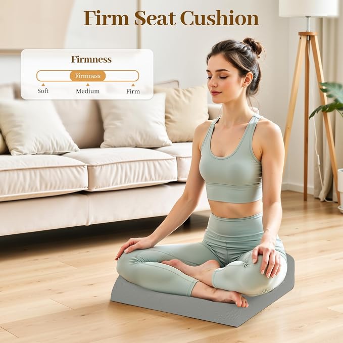 TranquilRelax Memory Foam Seat Cushion for Office Chair, 3-Inch, Light Gray | Medium-firm Support for Long Sitting, Washable Mesh Cover, Non-slip Base, Perfect for Car Seats & Short Drivers - Image 8