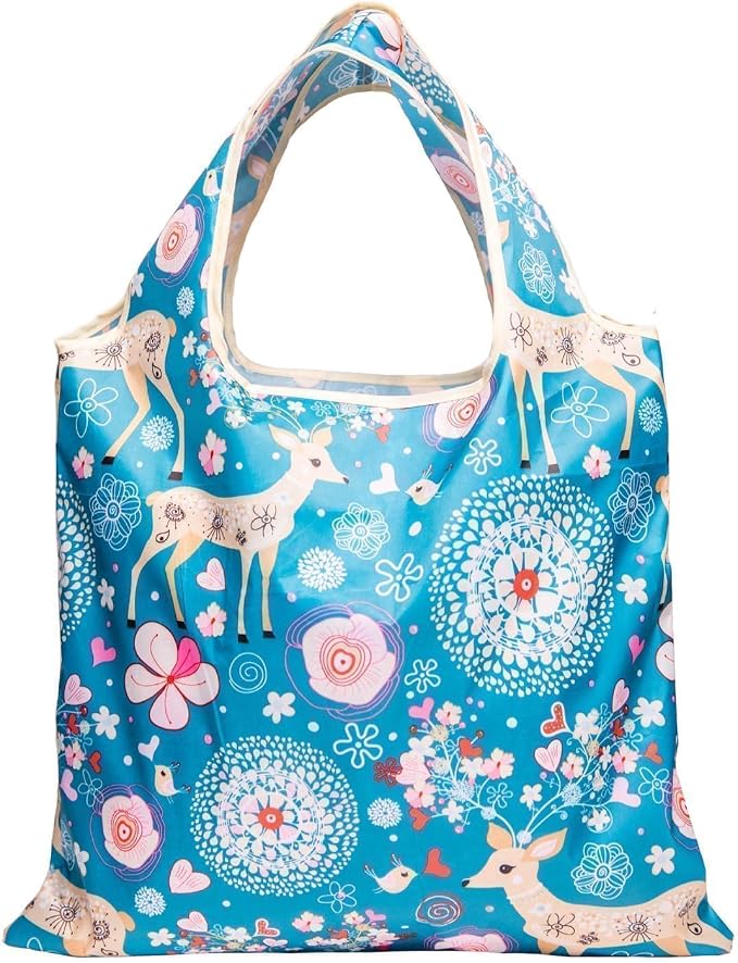 1 Pack Reusable Shopping Bag, Foldable Grocery Bag (Deer) | Large Capacity, Washable, Grocery Tote, Utility Travel Shoulder Bag by MOLOVACase