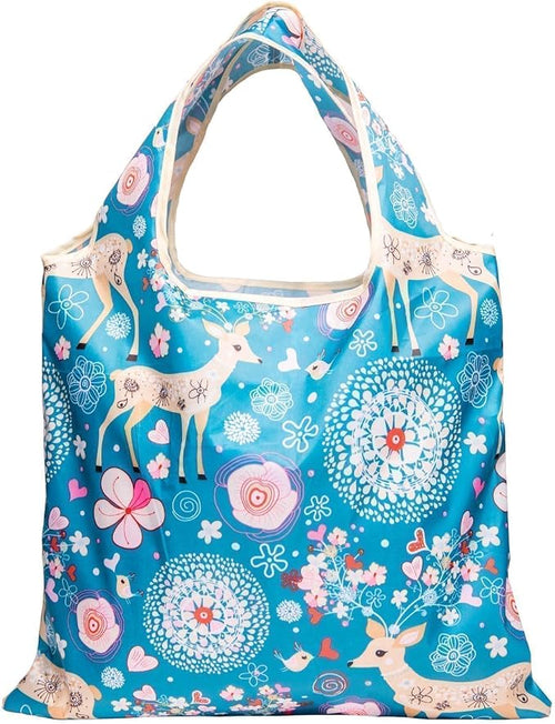 1 Pack Reusable Shopping Bag, Foldable Grocery Bag (Deer) | Large Capacity, Washable, Grocery Tote, Utility Travel Shoulder Bag by MOLOVACase