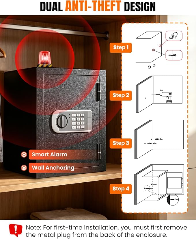  2026 Fireproof Safes for Home| 1700°F 35-Min Protection | 2.8 Cuft Fire Proof Safes with Digital Keypad, Smart Alarm, Bolt-Down Design| Safety Box For Documents Jewelry Electronics - Image 6