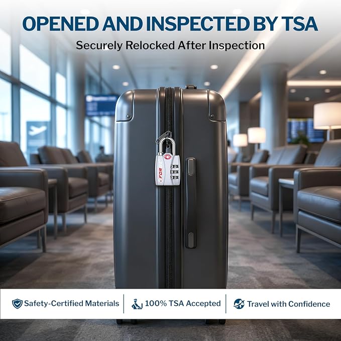 Forge Open Alert TSA Approved Luggage Locks - 3 Digit Combination, Easy Read Dials, Zinc Alloy Body - Ideal Travel Lock for Luggage, Suitcases, Bags & Toolboxes (Silver 2 Locks) - Image 6