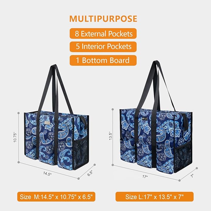 TOPDesign Utility Water Resistant Tote Bag with 13 Pockets, Top Zipper Closure & Thick Bottom Support, for Working Women - Image 2