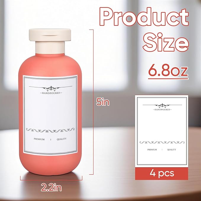 4 PACK 6.8 oz Plastic Travel Shampoo Bottles, Refillable Flip Cap Squeeze Bottles for Toiletries, Large Leakage-proof Travel Shampoo and Conditioner Container - Image 3