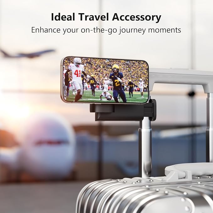 MiiKARE Magnetic Airplane Phone Holder Mount for Magsafe, Classic Black | Universal Hands-free Phone Holer with 360° Rotation for Flying, Accessory Travel Must Haves Phone Stand for Desk, Tray Table - Image 4