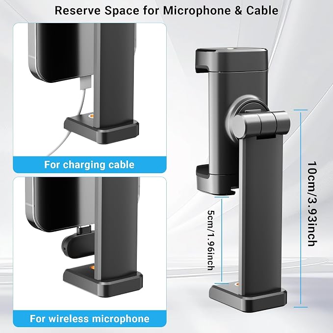 Phone Tripod Mount, Camera Hot & Cold Shoe Holder for iPhone Andriod | Camera Hot 2 Cold Shoe Phone Mount Compatible for iPhone Android Sony Canon DJI Ronin S/SC Zhiyun Gimbals - Image 4