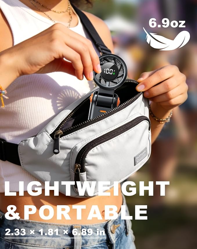 Portable Handheld Turbo Fan - 5 Speed Mini Personal Fan with Strong Airflow, Foldable 3 in 1 Rechargeable Battery Operated Trave Essentials Hand Fans for Indoor/Outdoor Use, Black - Image 5