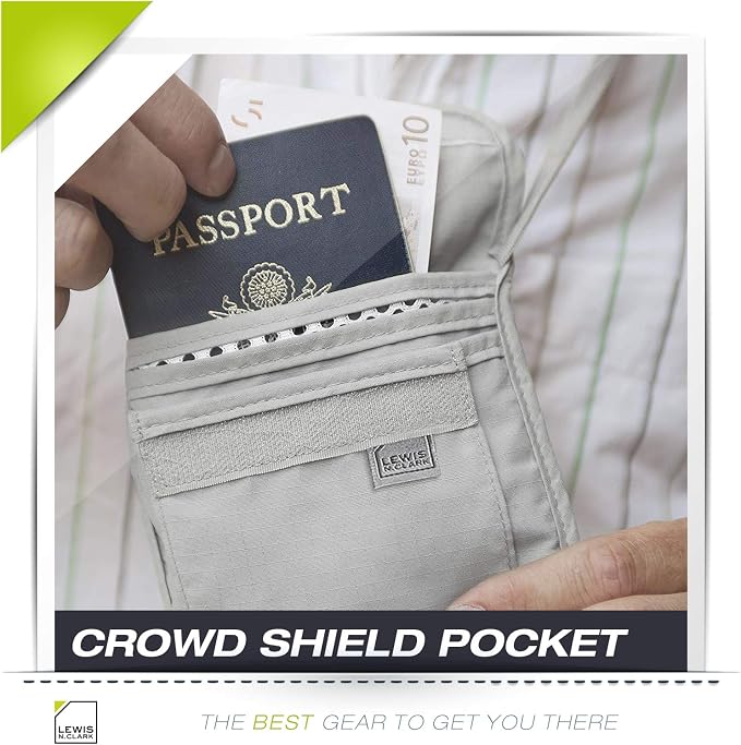Lewis N. Clark Stash Neck Travel Wallet | RFID Blocking Passport Holder | Protect Personal Information | Gray - Image 8