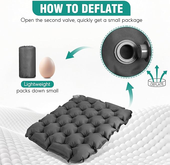 Inflatable Seat Cushion Portable Lightweight Stadium Seat Pad | Travel Air Seat Cushion for Long Flights Camping Hiking Bleacher Airplane Stadium Office (Grey) - Image 4