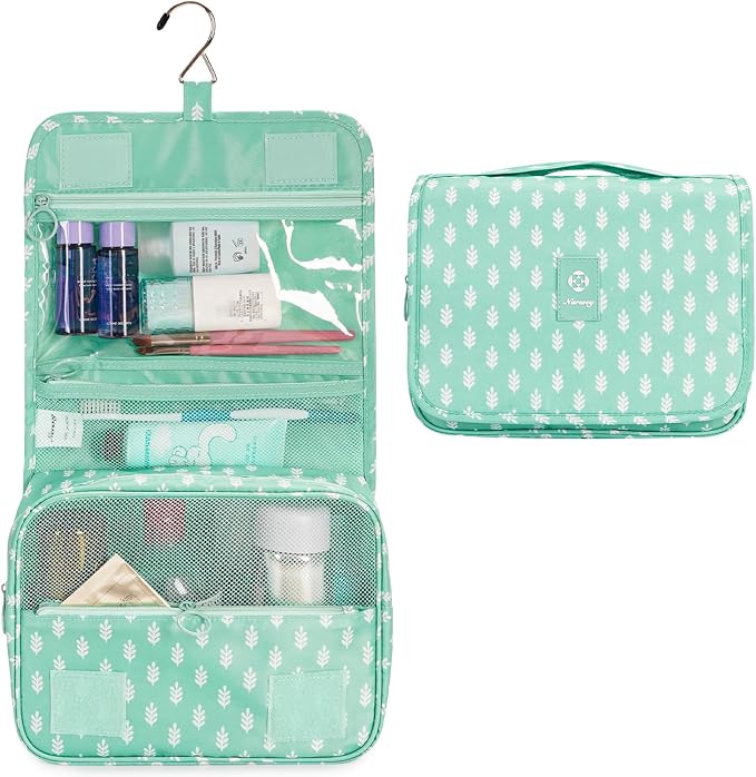 Narwey Small Hanging Travel Toiletry Bag for Women, Travel Bag for Toiletries, Makeup Bag Organizer Make Up Bags Cosmetic Bags for Girls - Image 2