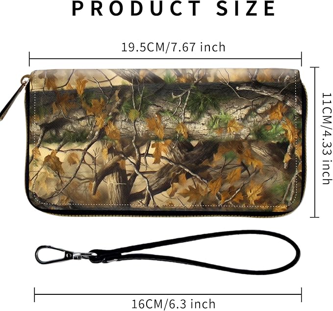 Wallet,Leather Long Wallet Suitable For Ladies And Teenagers - Detachable Wristband + RFID Travel Wallet With Card Slot - Forest Camouflage - Image 2