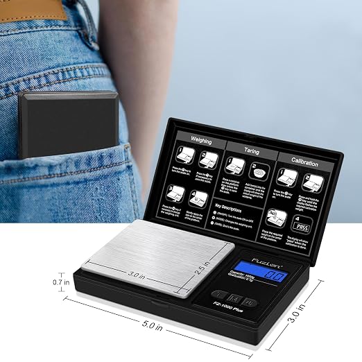 Fuzion Digital Pocket Gram Scale 0.1g/1000g - Small Food Scale with Tray | Weighs Small Food, Spice, Herb, Coin - Easy of Use, LCD Display, Tare Function, 6 Modes Ounces Grains, Batteries Included - Image 5