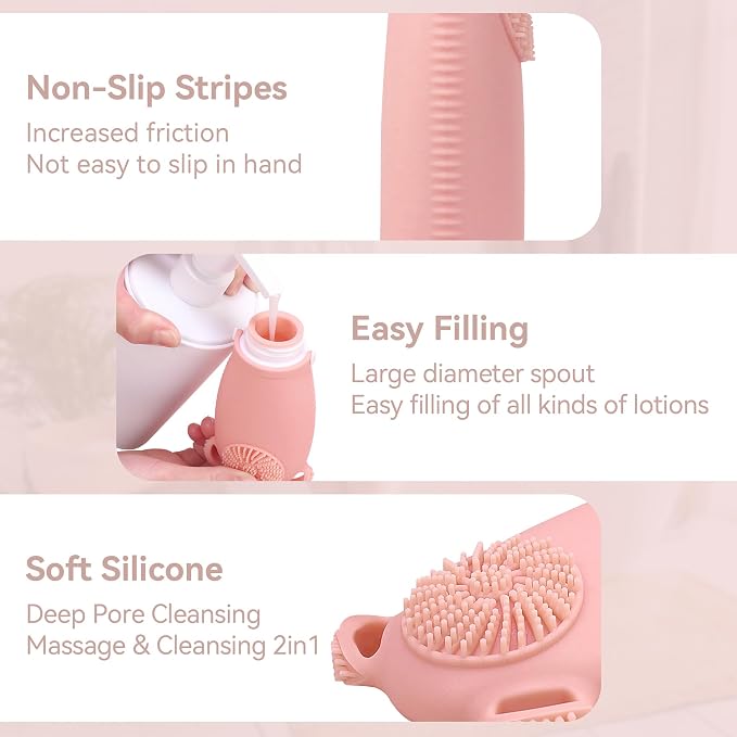 12PC Silicone Travel Bottles Set for Toiletries, TSA Approved Travel Bottles Leak-Proof Travel Size Toiletries,Multi-functional Travel Bottles with Face Wash Bath Hair Wash Silicone Massage - Image 6