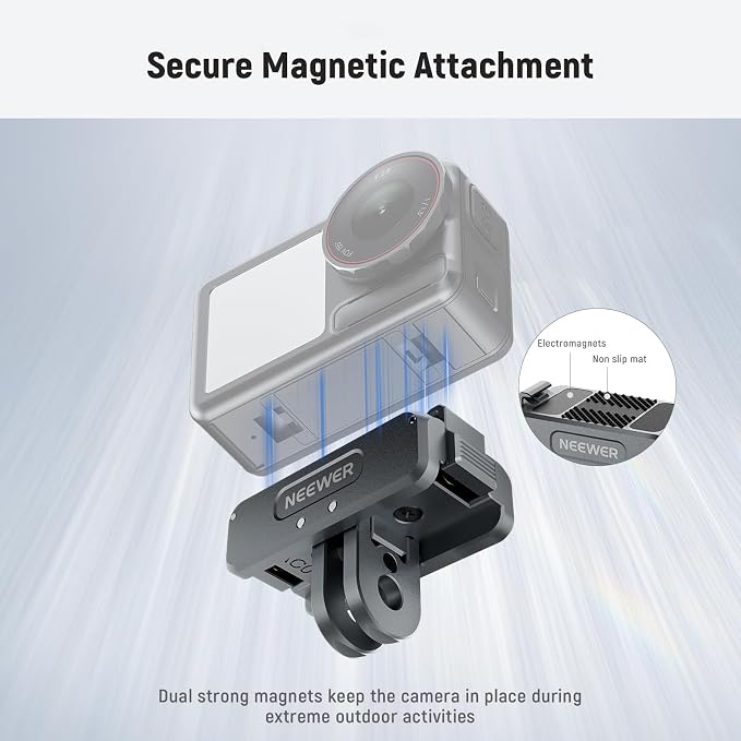 NEEWER Upgraded Magnetic Mount Adapter Compatible with DJI Osmo 360 / Action 5 Pro/4/3, Quick Release Action Camera Mount Vlogging Accessories with 1/4" Tripod Thread, AC011 Dark Gray - Image 4