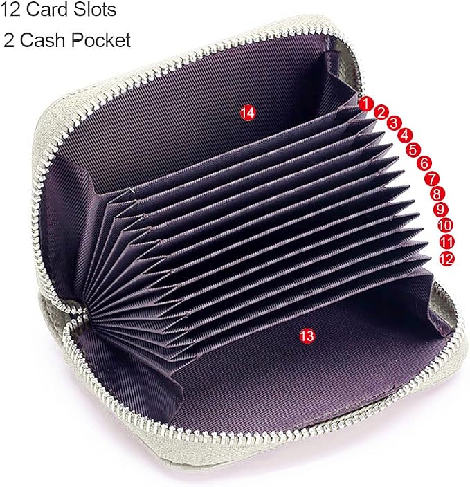 RFID Credit Card Holder Genuine Leather Credit Card Wallet with Zipper | RFID - Image 3