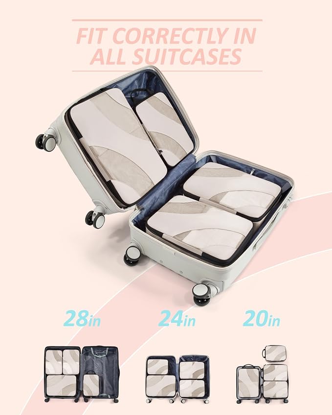 BAGSMART Compression Packing Cubes for Travel | Lightweight suitcase organizers bag set, space-saving double zipper expansion for carry-on luggage & travel organization - Image 3