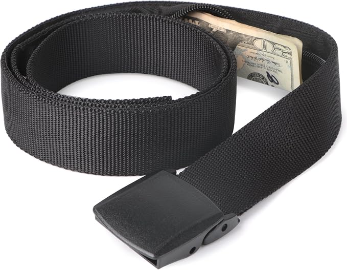 Travel Security Money Belt with Hidden Money Pocket - Cashsafe Anti-Theft Wallet Unisex Nickel free Nylon Belt by JASGOOD by JASGOOD