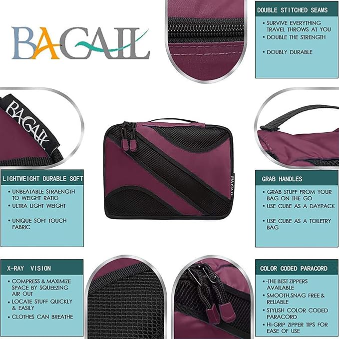 BAGAIL 6 Set Packing Cubes,Travel Luggage Packing Organizers - Image 3