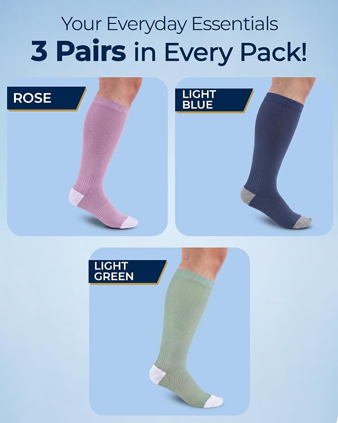 Pembrook 3 Pairs Plus Size Compression Socks Wide Calf - Bamboo Viscose Compression Socks for Women Wide Calf - Image 5