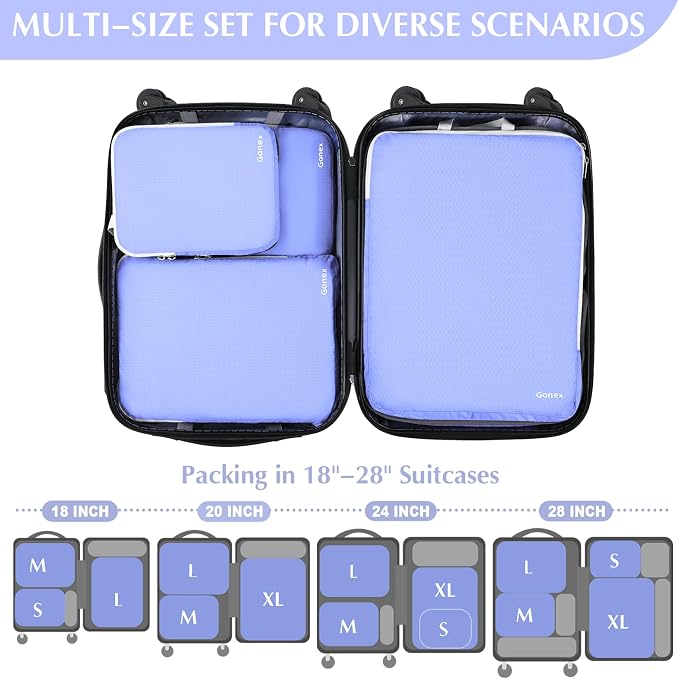 Gonex Compression Packing Cubes, 4-Piece Expandable Travel Organizers | Double-Zip Compression, Space-Saving Design, Ripstop Fabric, Carry-On & Backpack Friendly, Family & Business Travel - Image 5